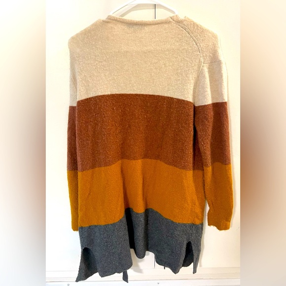 MADEWELL Kent Color-block Long Cardigan In Heather Linen Wool Alpaca blend XS - Picture 6 of 7